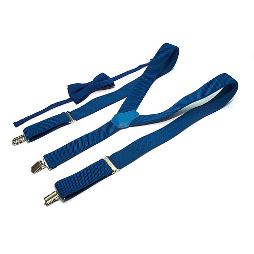 Набор синий электрик однотонный Gofin подтяжки и бабочка ABP-12005