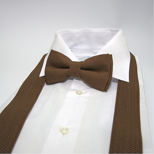 Набор коричневый однотонный Gofin подтяжки и бабочка ABP-12006