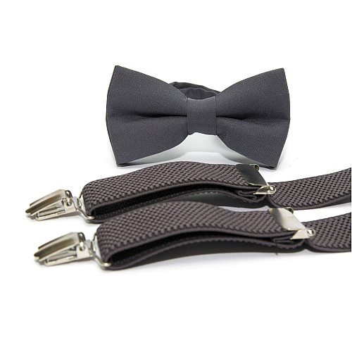 Набор Gofin темно-серый однотонный подтяжки и бабочка ABP-12008