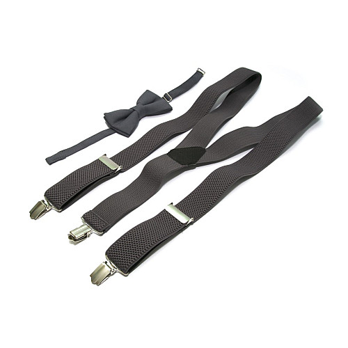 Набор Gofin темно-серый однотонный подтяжки и бабочка ABP-12008