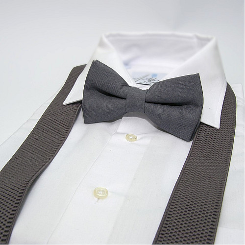 Набор Gofin темно-серый однотонный подтяжки и бабочка ABP-12008