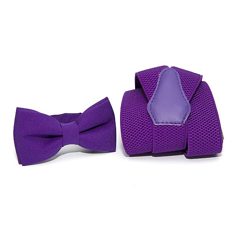 Фиолетовый набор Gofin подтяжки и бабочка ABP-12012