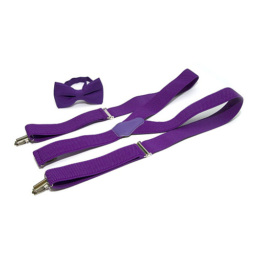 Фиолетовый набор Gofin подтяжки и бабочка ABP-12012