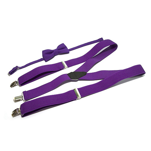 Фиолетовый набор Gofin подтяжки и бабочка ABP-12012