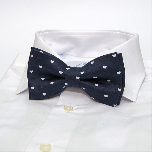 Синій набір з сердечками 3 в 1 краватка, метелик, хустинка ABT-18001