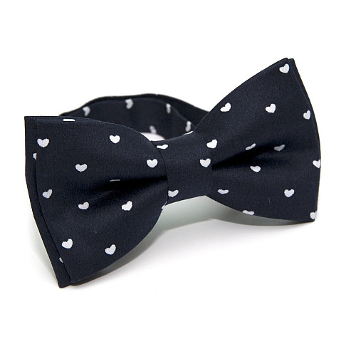 Синій набір з сердечками 3 в 1 краватка, метелик, хустинка ABT-18001