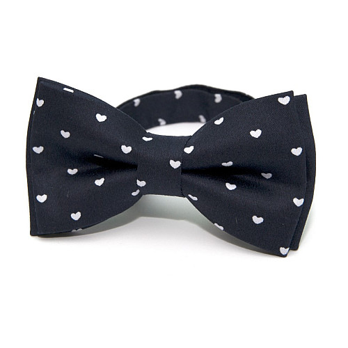 Синій набір з сердечками 3 в 1 краватка, метелик, хустинка ABT-18001