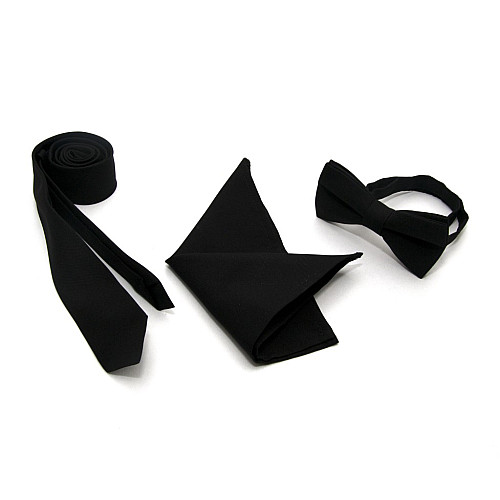 Набор Gofin 3 в 1 черный галстук, бабочка, платок ABT-18005
