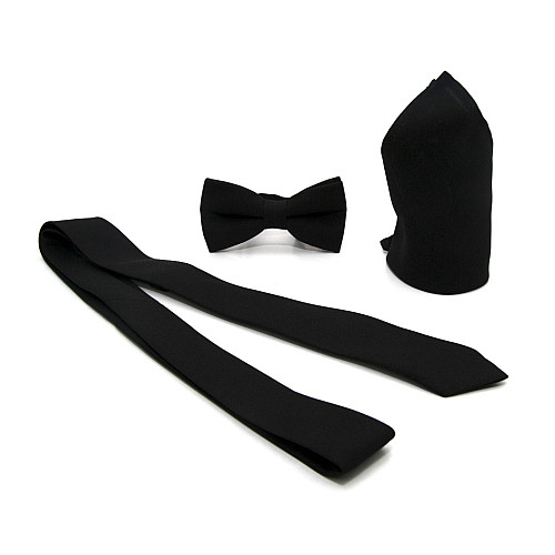 Набор Gofin 3 в 1 черный галстук, бабочка, платок ABT-18005