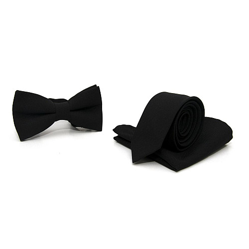 Набор Gofin 3 в 1 черный галстук, бабочка, платок ABT-18005