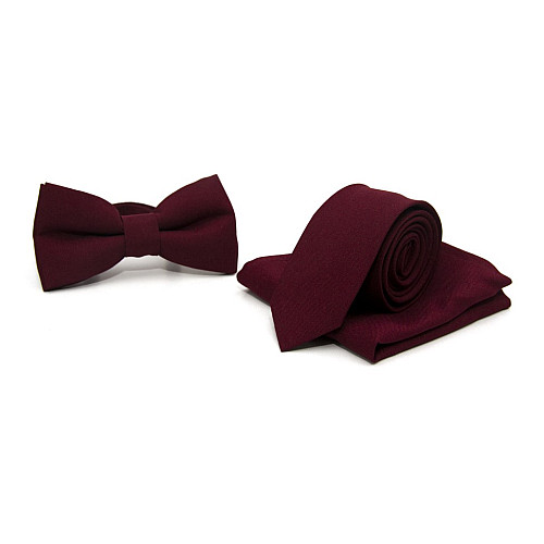Набор Gofin 3 в 1 бордовый галстук, бабочка, платок ABT-18006