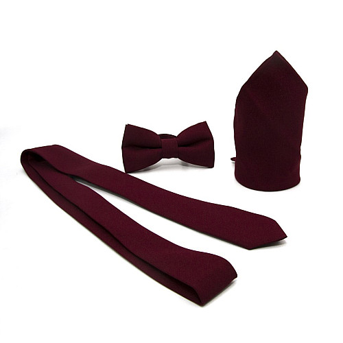 Набор Gofin 3 в 1 бордовый галстук, бабочка, платок ABT-18006