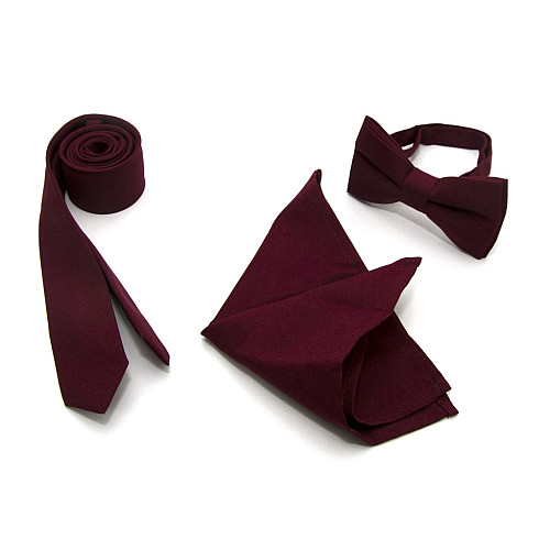 Набор Gofin 3 в 1 бордовый галстук, бабочка, платок ABT-18006