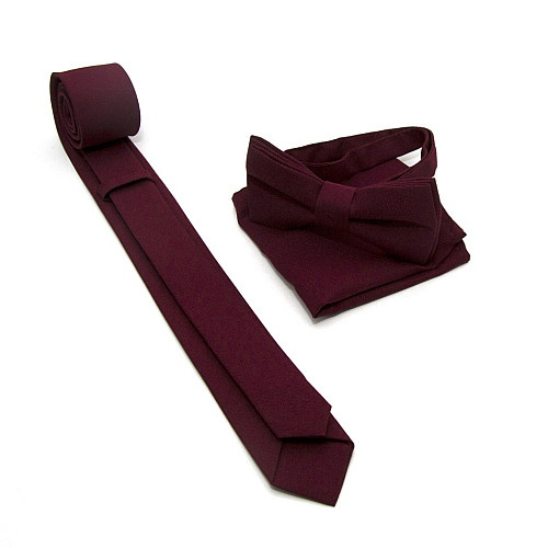 Набор Gofin 3 в 1 бордовый галстук, бабочка, платок ABT-18006