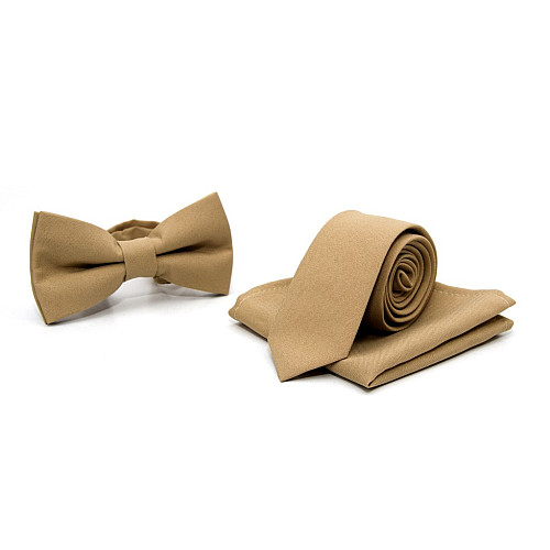 Набор Gofin 3 в 1 бежевый галстук, бабочка, платок ABT-18009