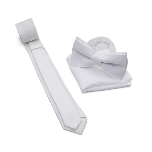 Набор Gofin 3 в 1 белый галстук, бабочка, платок ABT-18010