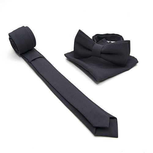 Набор Gofin 3 в 1 темно-серый галстук, бабочка, платок ABT-18013