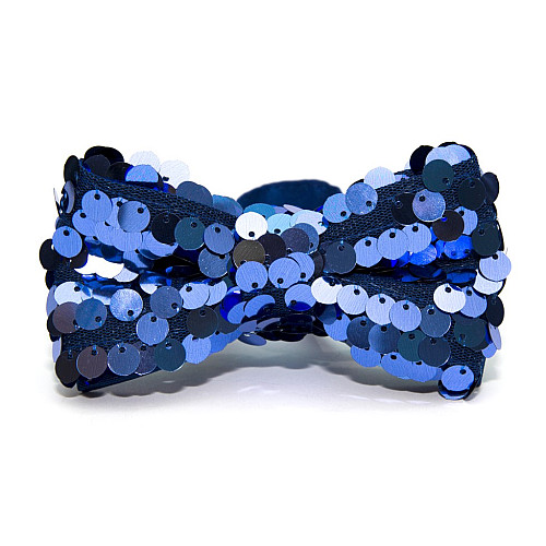 Синяя двухшаровая галстук-бабочка с пайетками Gofin AB-7272