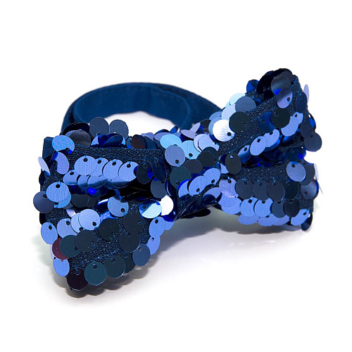 Синяя двухшаровая галстук-бабочка с пайетками Gofin AB-7272