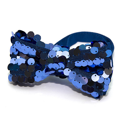 Синяя двухшаровая галстук-бабочка с пайетками Gofin AB-7272