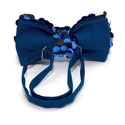 Синяя двухшаровая галстук-бабочка с пайетками Gofin AB-7272