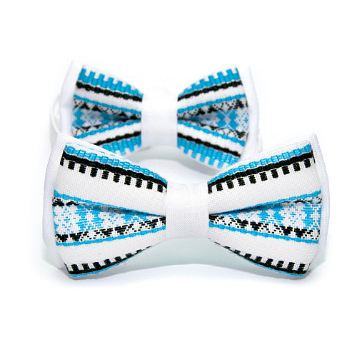 Набор 2 в 1 белая с вышывкой класическая бабочка для отца и сына Gofin BNG-13020