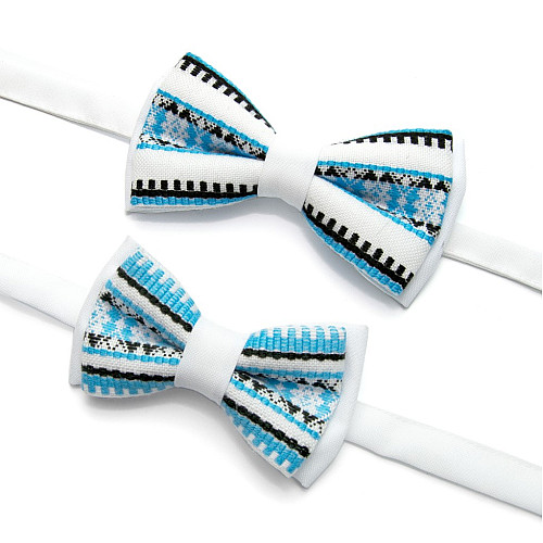 Набор 2 в 1 белая с вышывкой класическая бабочка для отца и сына Gofin BNG-13020