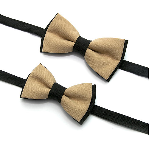 Набор 2 в 1 черно-бежевая класическая бабочка для отца и сына Gofin BNG-13021