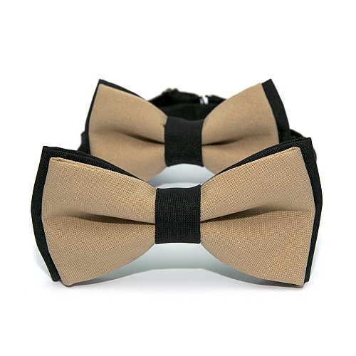 Набор 2 в 1 черно-бежевая класическая бабочка для отца и сына Gofin BNG-13021