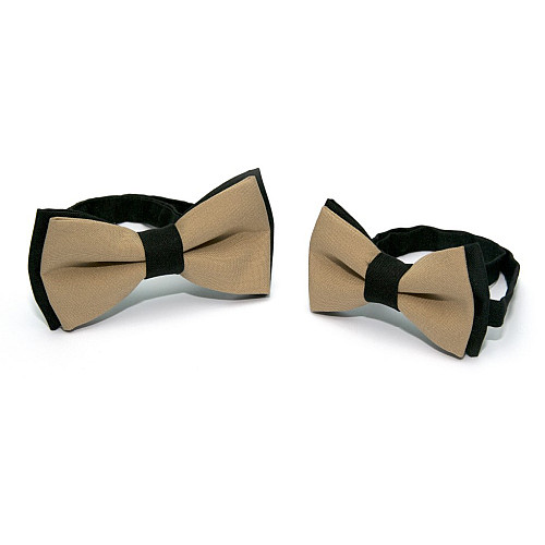 Набор 2 в 1 черно-бежевая класическая бабочка для отца и сына Gofin BNG-13021