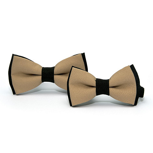 Набор 2 в 1 черно-бежевая класическая бабочка для отца и сына Gofin BNG-13021