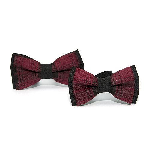 Набор 2 в 1 черно-бордовая в клетку класическая бабочка для отца и сына Gofin BNG-13022