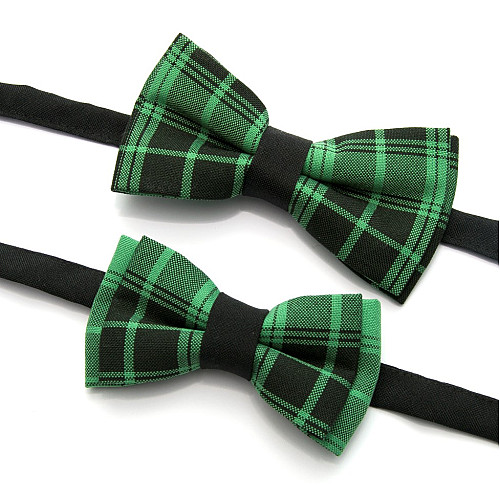 Набор 2 в 1 зеленая в клетку класическая бабочка для отца и сына Gofin BNG-13023