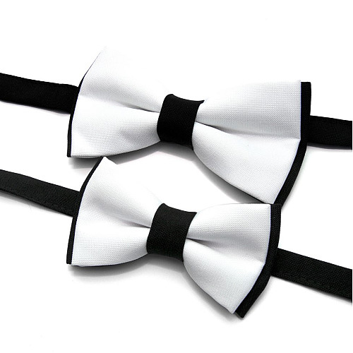 Набор 2 в 1 черно-белая класическая бабочка для отца и сына Gofin BNG-13025