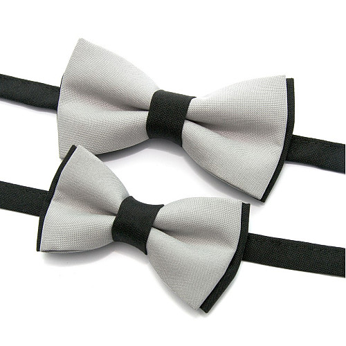 Набор 2 в 1 черно-серая класическая бабочка для отца и сына Gofin BNG-13026