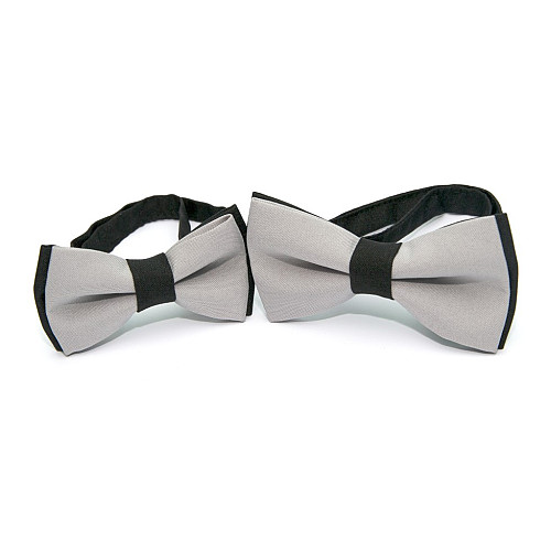 Набор 2 в 1 черно-серая класическая бабочка для отца и сына Gofin BNG-13026