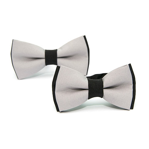 Набор 2 в 1 черно-серая класическая бабочка для отца и сына Gofin BNG-13026