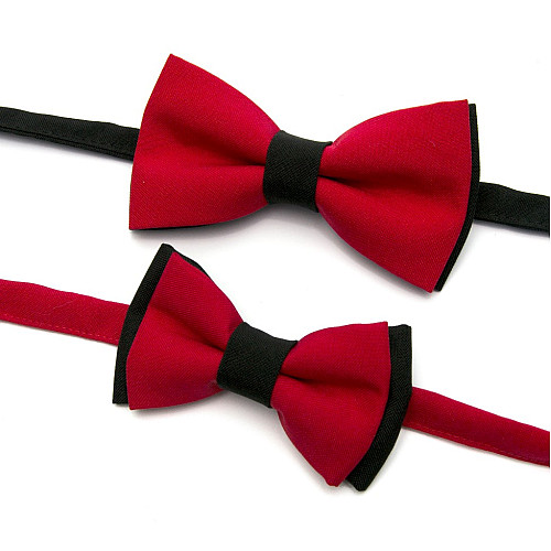 Набор 2 в 1 черно-красная класическая бабочка для отца и сына Gofin BNG-13027