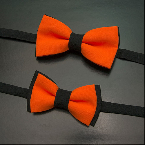 Набор 2 в 1 черно-оранжэвая класическая бабочка для отца и сына Gofin BNG-13030