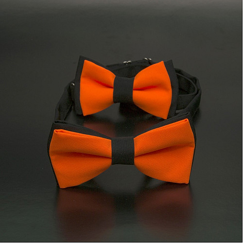 Набор 2 в 1 черно-оранжэвая класическая бабочка для отца и сына Gofin BNG-13030