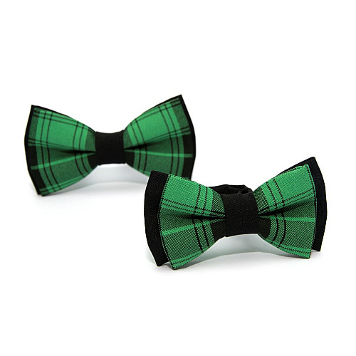 Набор 2 в 1 черно-зеленая в клетку класическая бабочка для отца и сына Gofin BNG-13031