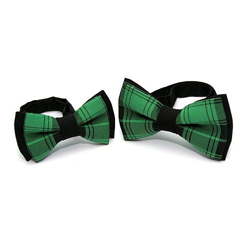 Набор 2 в 1 черно-зеленая в клетку класическая бабочка для отца и сына Gofin BNG-13031