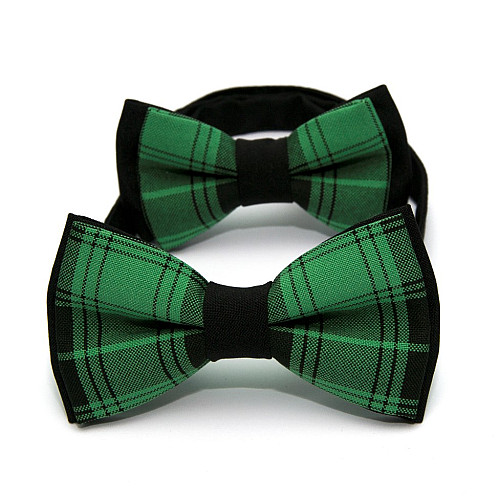 Набор 2 в 1 черно-зеленая в клетку класическая бабочка для отца и сына Gofin BNG-13031