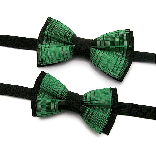 Набор 2 в 1 черно-зеленая в клетку класическая бабочка для отца и сына Gofin BNG-13031