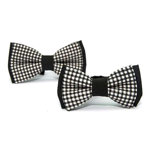 Набір 2 в 1 чорно-білий в клітку класичний метелик для батька та сина Gofin BNG-13032
