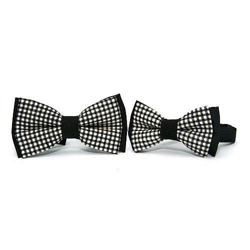 Набір 2 в 1 чорно-білий в клітку класичний метелик для батька та сина Gofin BNG-13032