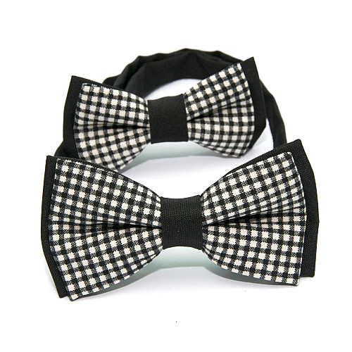 Набір 2 в 1 чорно-білий в клітку класичний метелик для батька та сина Gofin BNG-13032