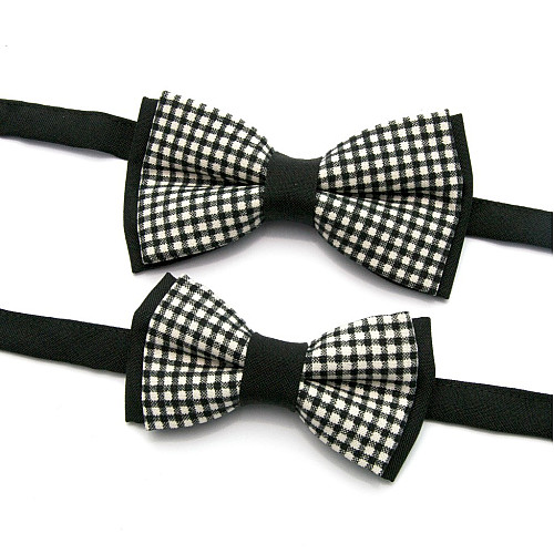 Набір 2 в 1 чорно-білий в клітку класичний метелик для батька та сина Gofin BNG-13032