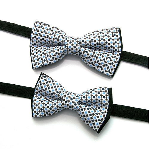 Набор 2 в 1 черная с квадратиками класическая бабочка для отца и сына Gofin BNG-13033