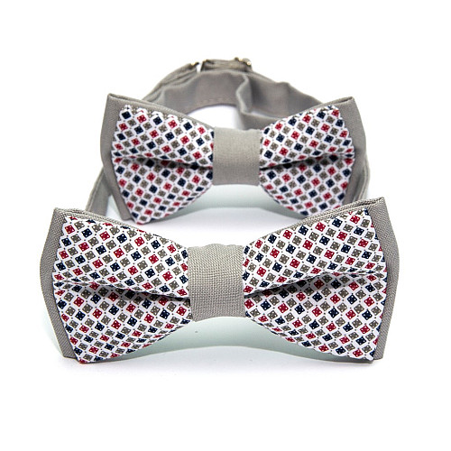 Набір 2 в 1 сірий з квадратиками класичний метелик для батька та сина Gofin BNG-13034